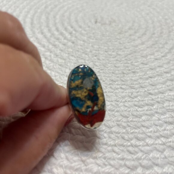 Gorgeous SPINY OYSTER TURQUOISE Handmade Sterling 925 Ring Size 9 #487D - Picture 2 of 3